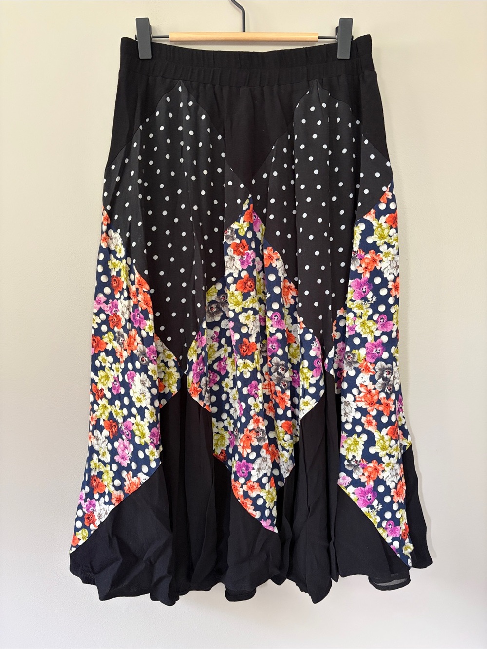 Anthropologie Maeve Midi Skirt Medium Polka Dot Floral